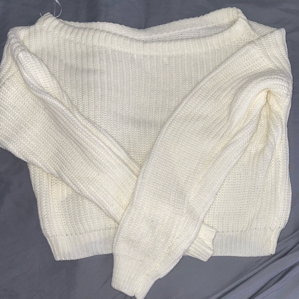Off the shoulder knit sweater